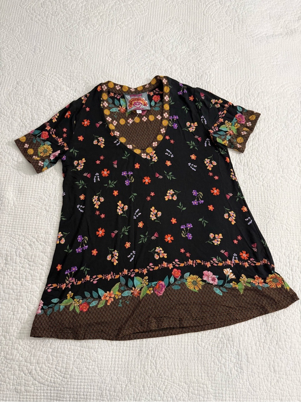Johnny Was The Janie Favorite Short Sleeve V-Neck Swing Tee